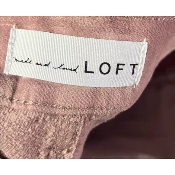 Ann Taylor LOFT Women's Sz 4 Velvet Button Front Kick Crop Pants Soft Pink Jeans - Picture 5 of 7